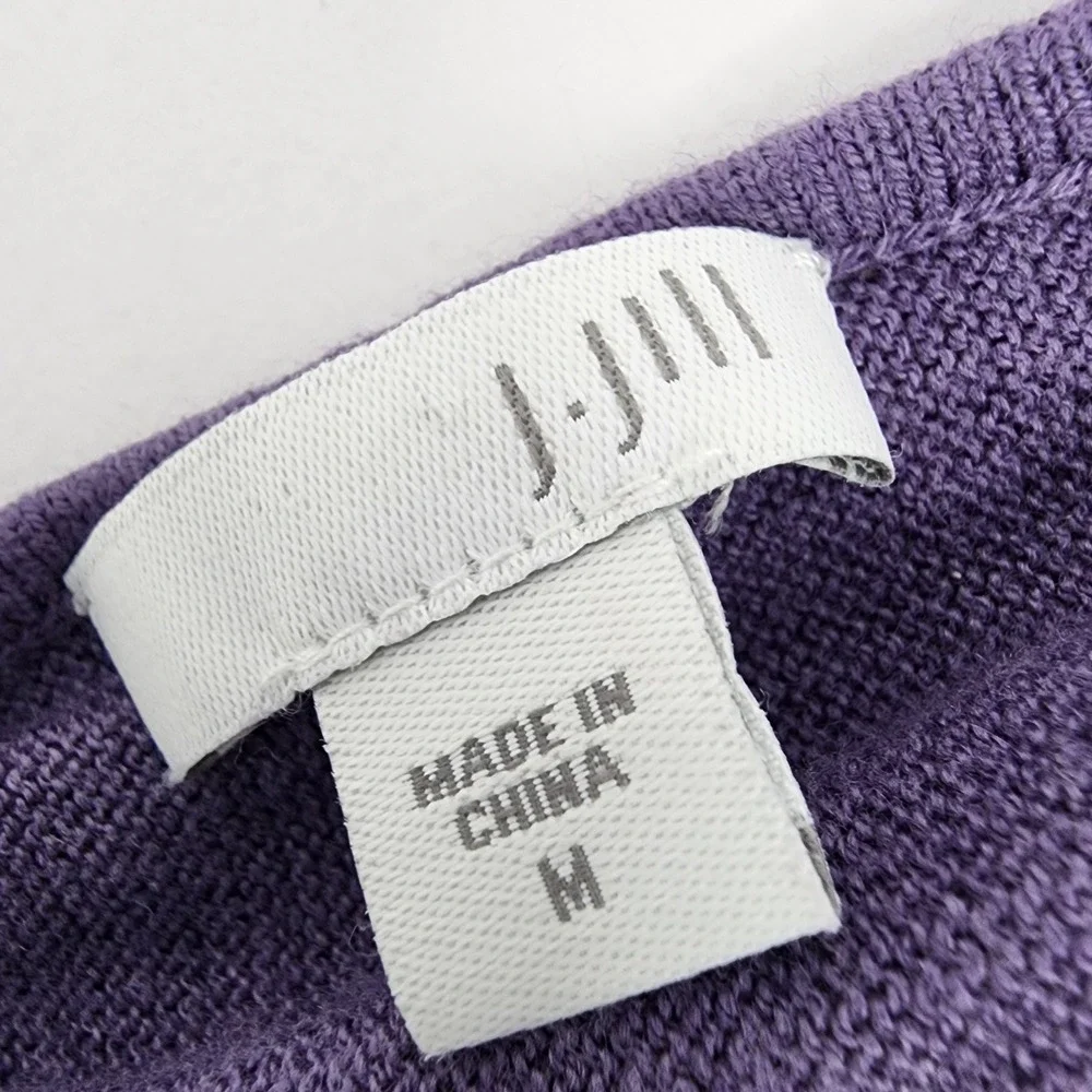 J. Jill Sweater Top Women's Medium V-Neck Oversized Silk Wool‎ Blend Purple